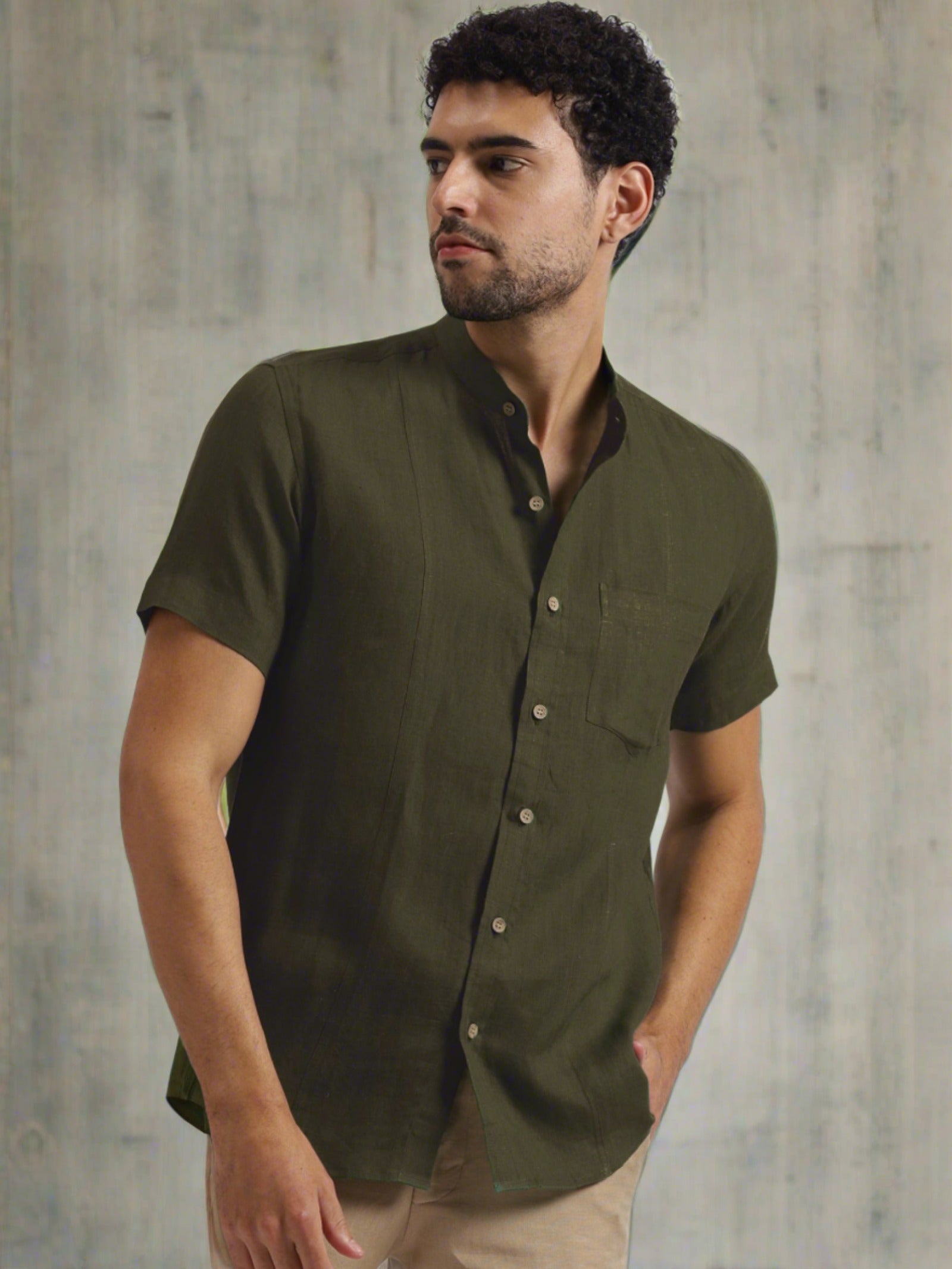 Green half cheap sleeve shirt