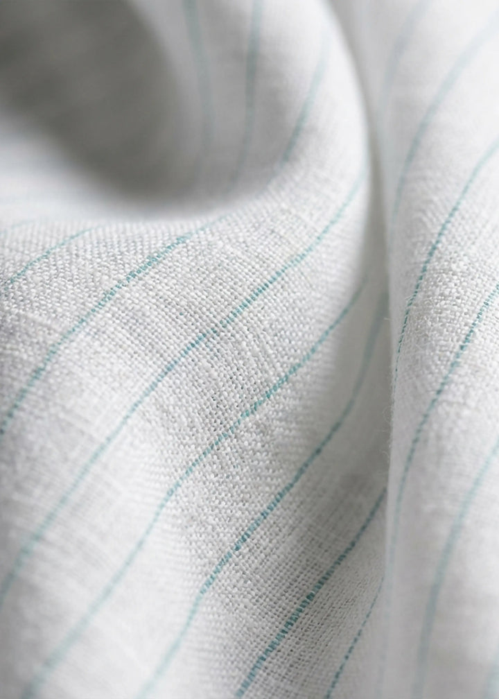 Kent - Pure Linen Full Sleeve Shirt - Turquoise Pinstripe