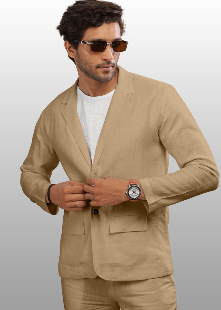 Wade - Deconstructed Pure Linen Jacket - Cappuccino Beige