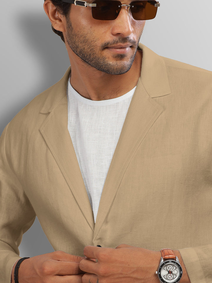 Wade - Deconstructed Pure Linen Jacket - Cappuccino Beige