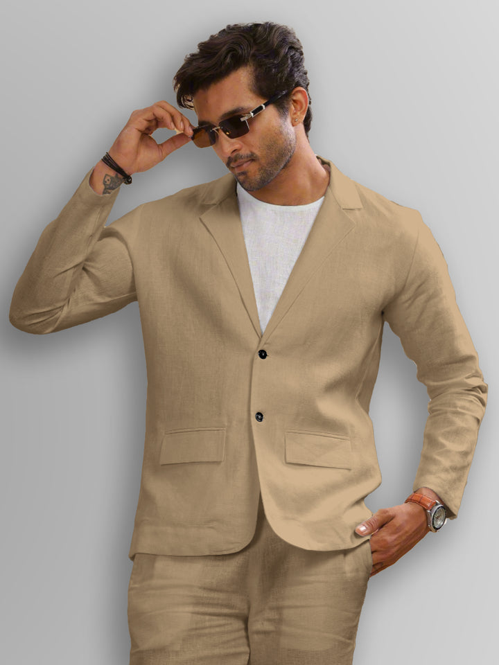 Wade - Deconstructed Pure Linen Jacket - Cappuccino Beige