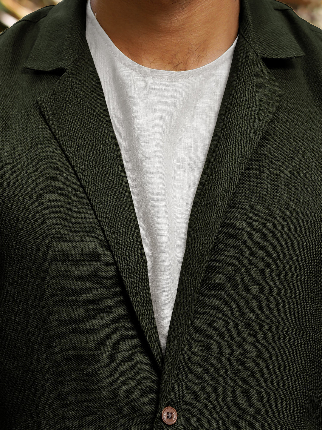 Wade - Deconstructed Pure Linen Jacket - Dark Green