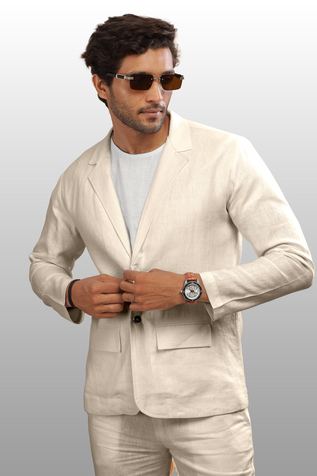 Wade - Deconstructed Pure Linen Jacket - Ecru