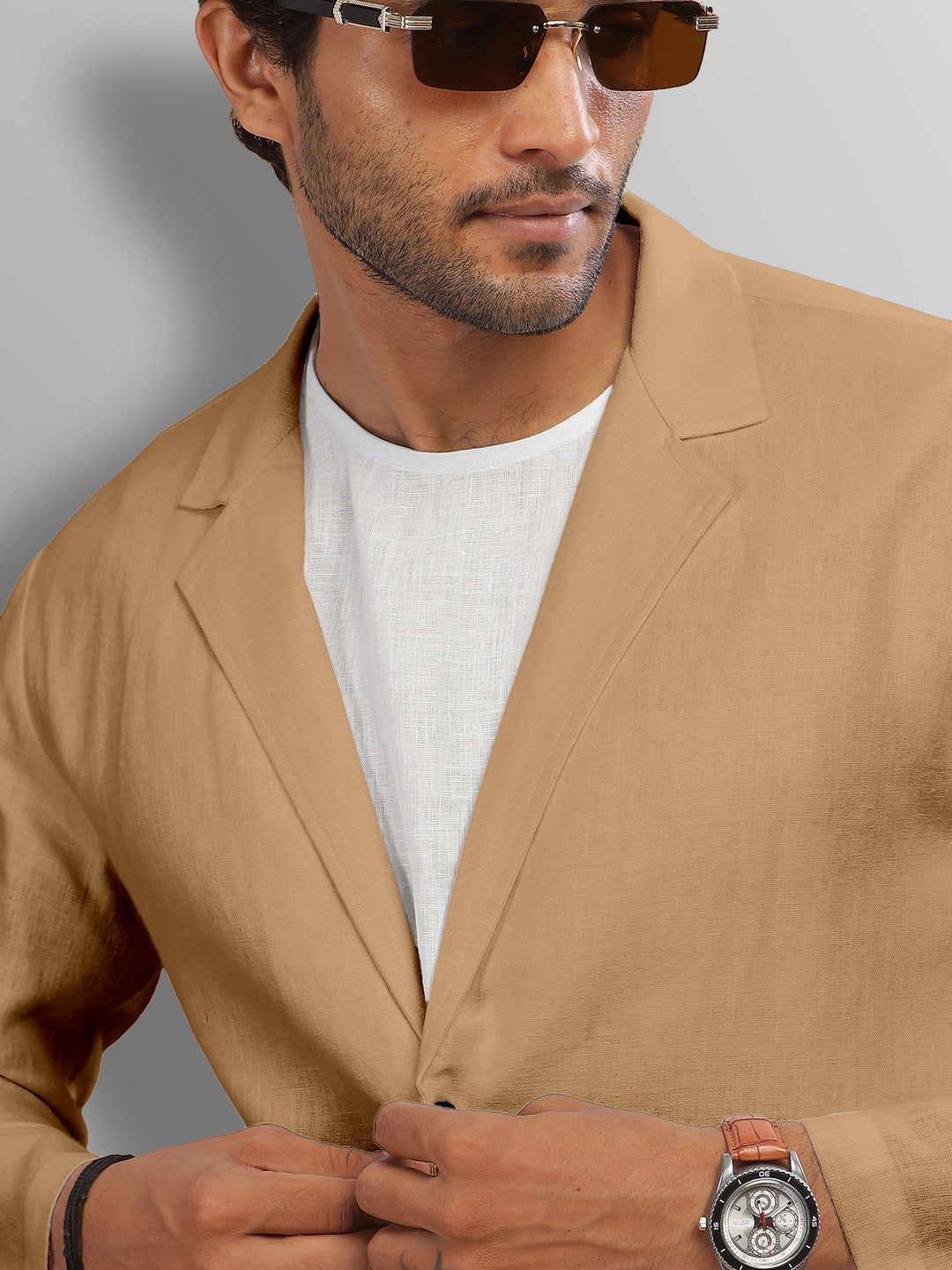 Wade - Deconstructed Pure Linen Jacket - Hazelnut Brown