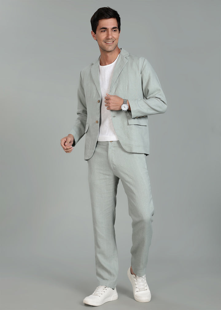 Wade - Deconstructed Pure Linen Jacket - Slow Green