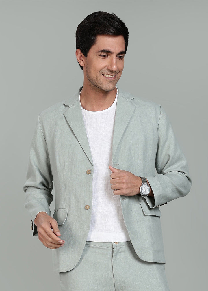 Wade - Deconstructed Pure Linen Jacket - Slow Green