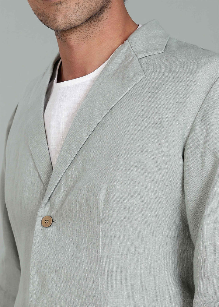 Wade - Deconstructed Pure Linen Jacket - Slow Green