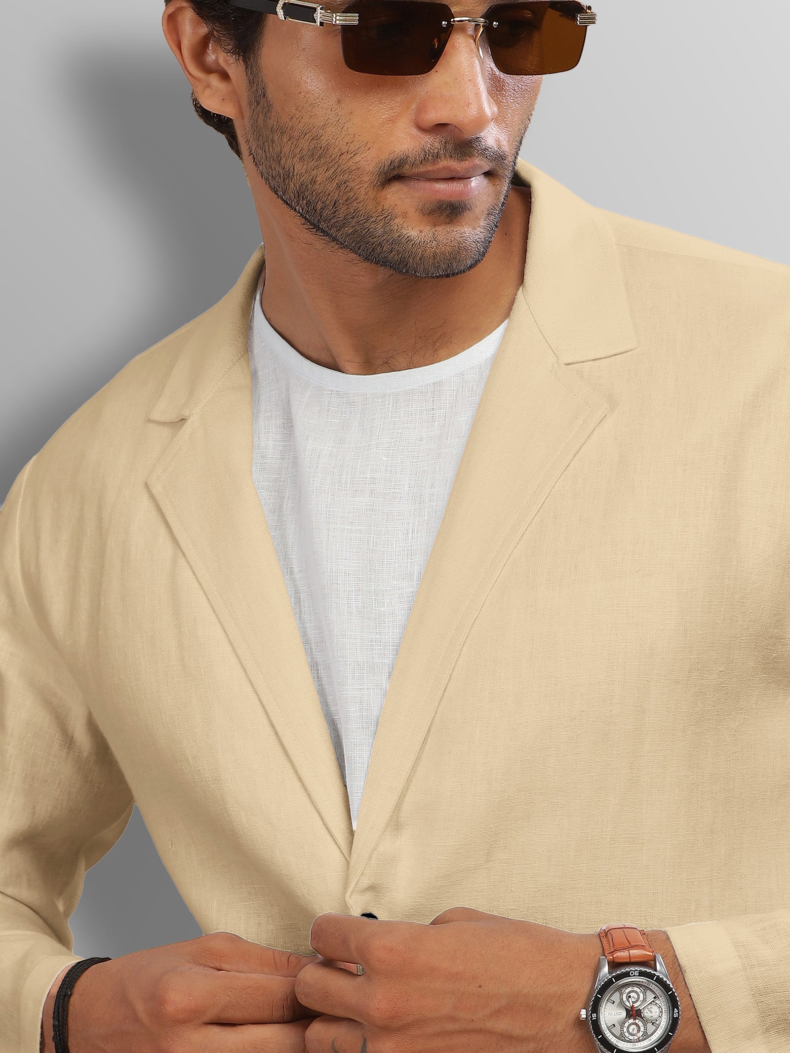 Cappuccino Beige Pure Linen Deconstructed Jacket for Men – Linen Trail