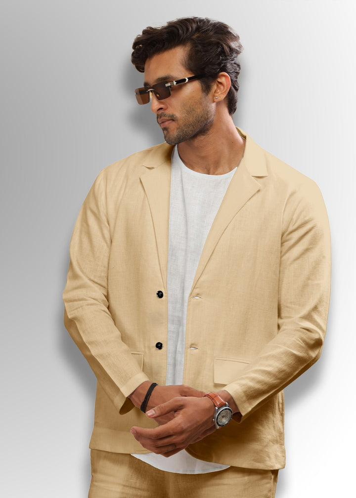 Wade - Deconstructed Pure Linen Jacket - Cappuccino Beige