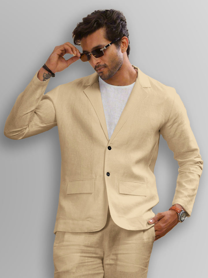 Wade - Deconstructed Pure Linen Jacket - Cappuccino Beige
