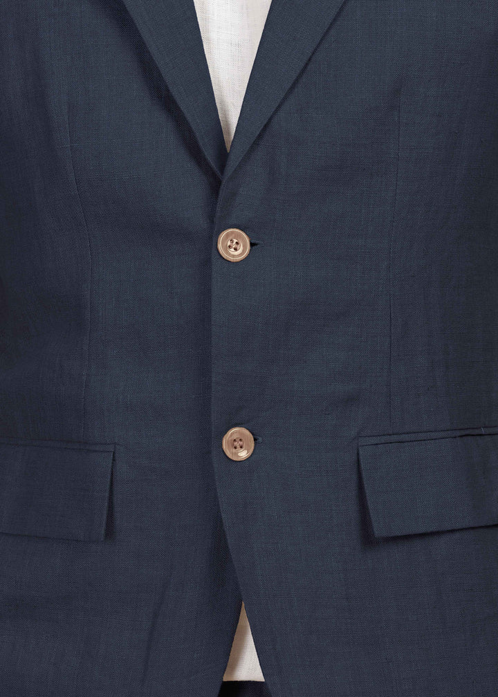 Wade - Deconstructed Pure Linen Jacket - Dark Blue