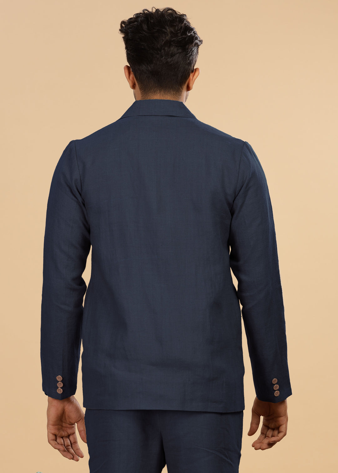 Wade - Deconstructed Pure Linen Jacket - Dark Blue