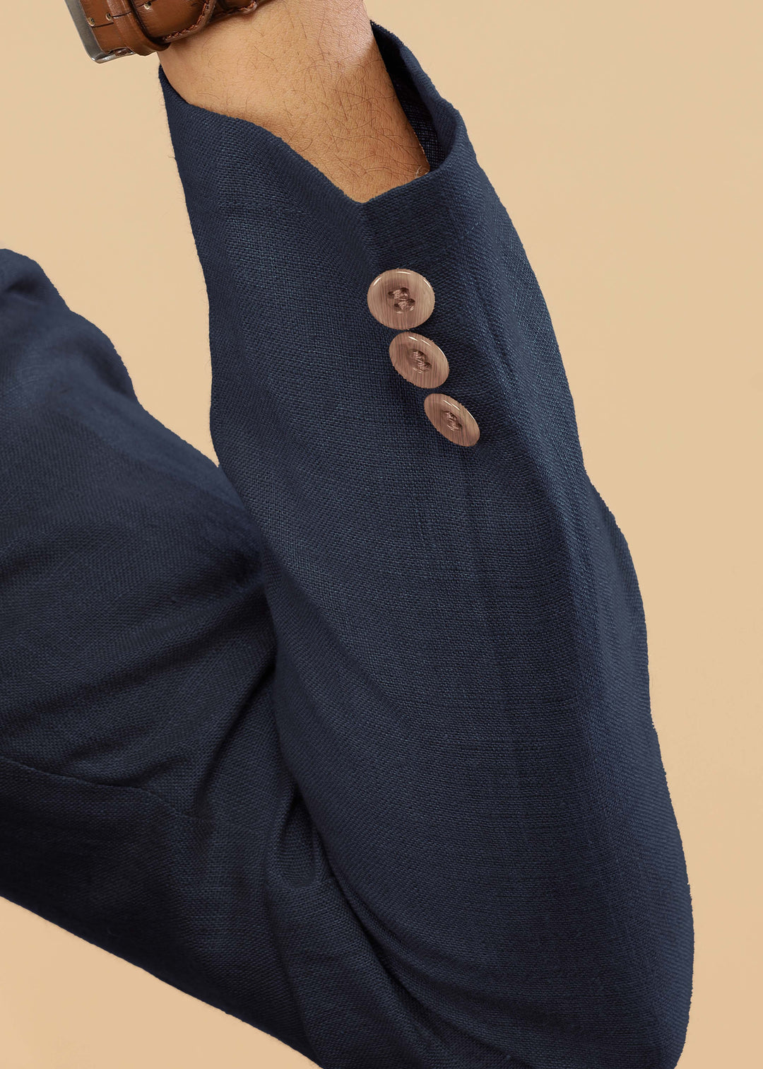 Wade - Deconstructed Pure Linen Jacket - Dark Blue