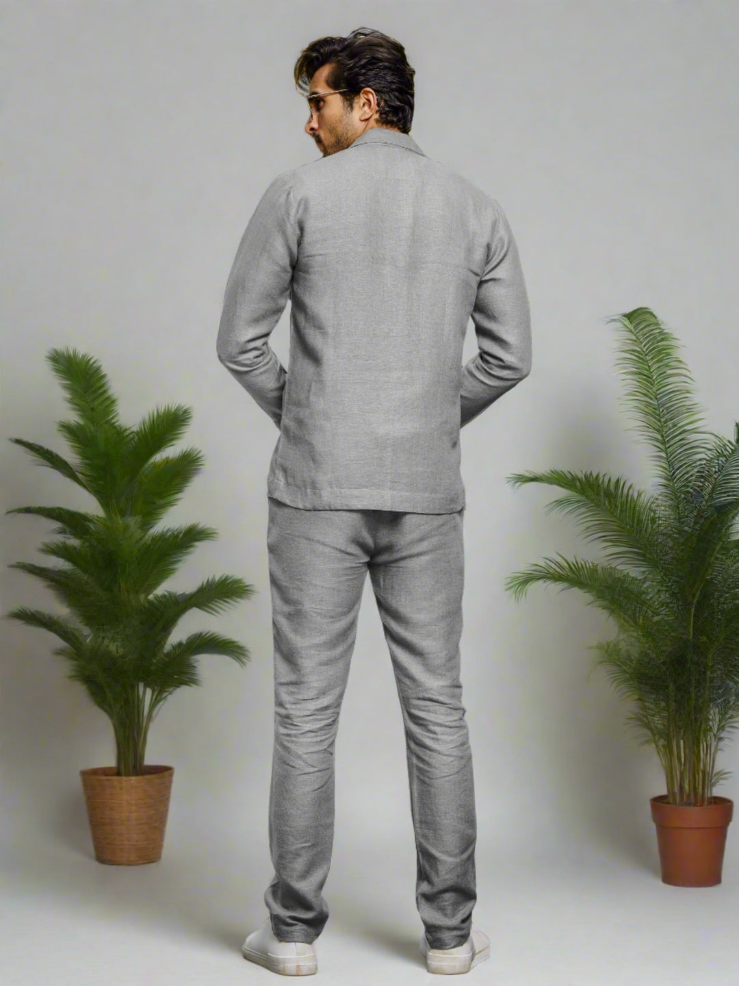 Steel Grey Deconstructed Jacket and Trouser Set