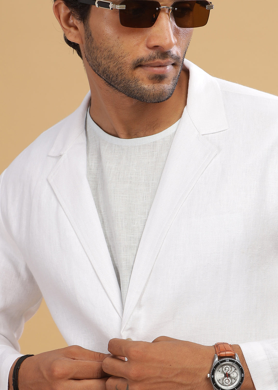 Wade - Deconstructed Pure Linen Jacket - White