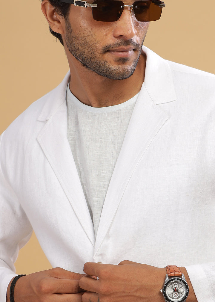 Wade - Deconstructed Pure Linen Jacket - White