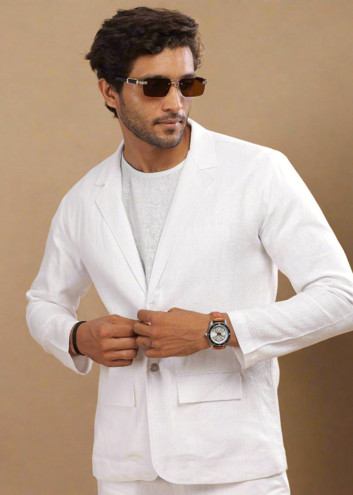 Wade - Deconstructed Pure Linen Jacket - White