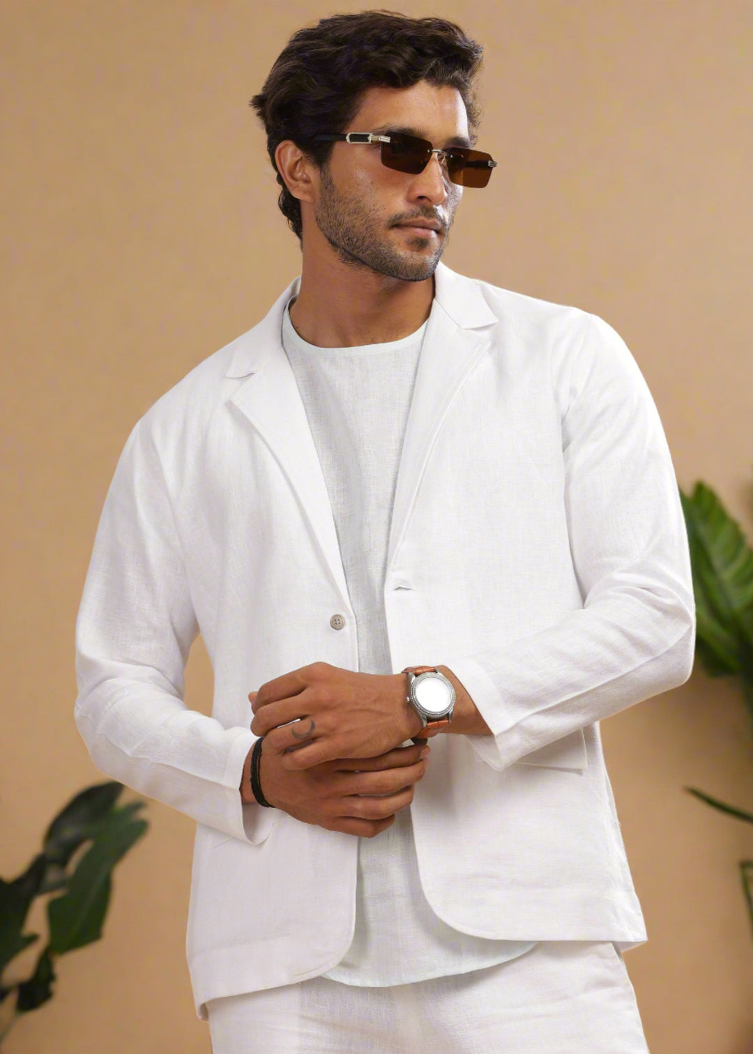 Wade - Deconstructed Pure Linen Jacket - White