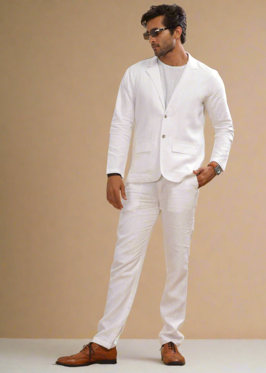 Wade - Deconstructed Pure Linen Jacket - White