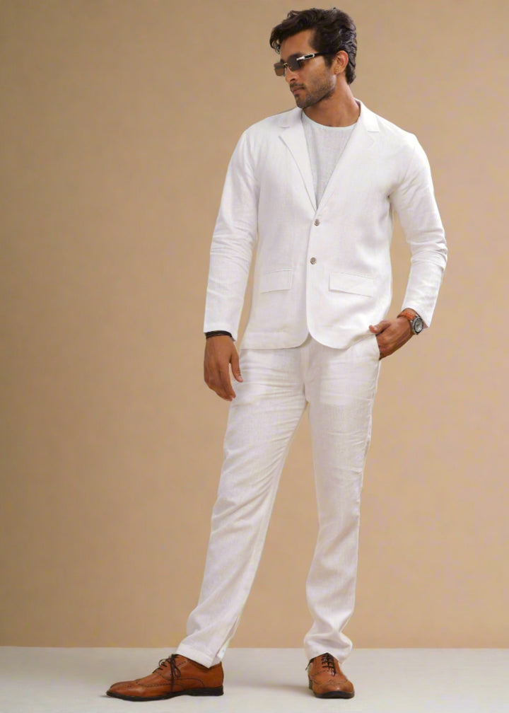 Wade - Deconstructed Pure Linen Jacket - White