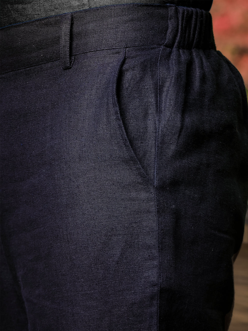 Zen Relaxed Fit Pure Linen Trousers - Dark Blue