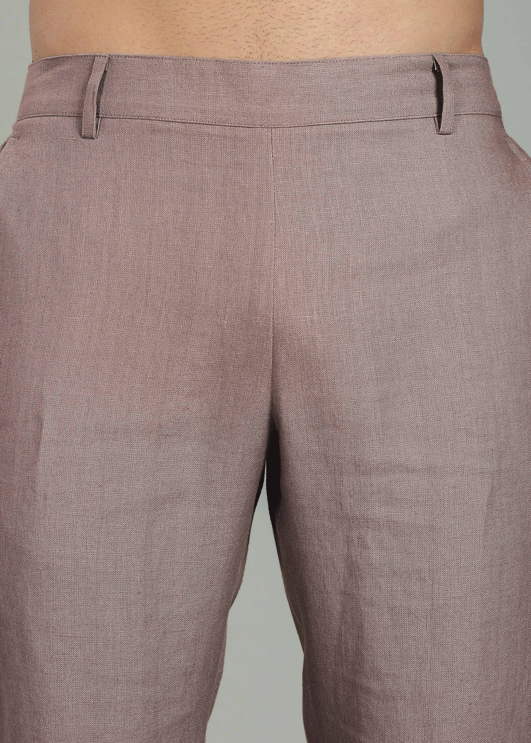 Zen Relaxed Elastic Pure Linen Trousers - Muted Brown