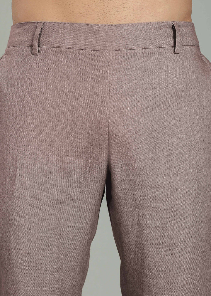 Zen Relaxed Elastic Pure Linen Trousers - Muted Brown