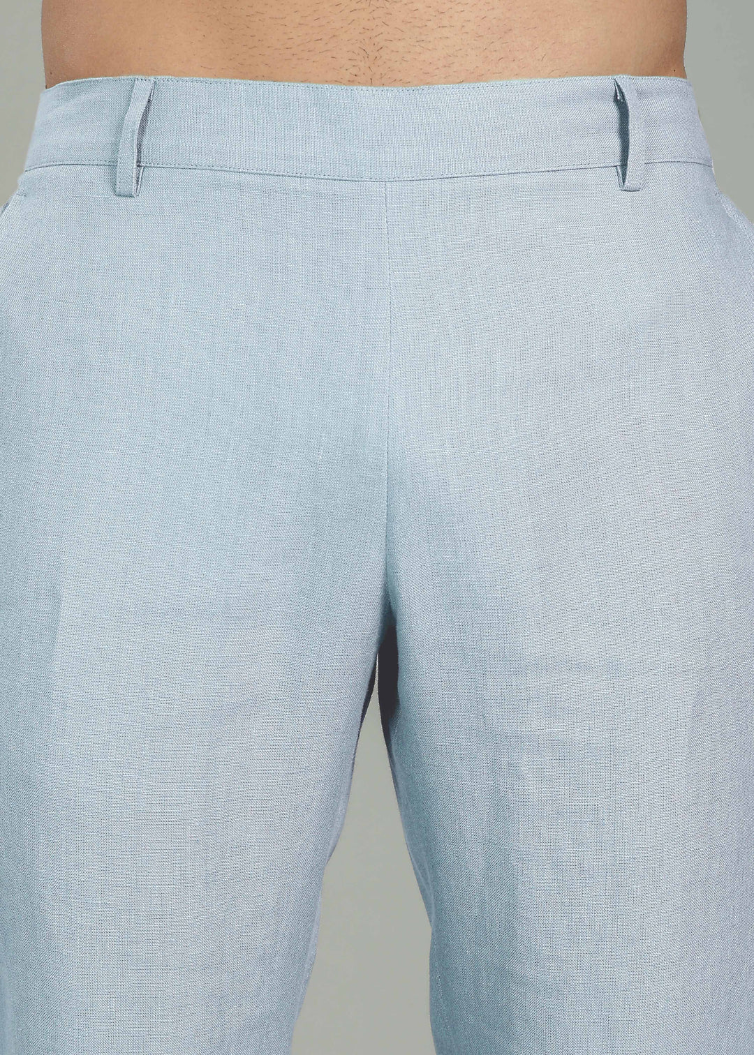 Zen Relaxed Elastic Pure Linen Trousers - Pastel Blue
