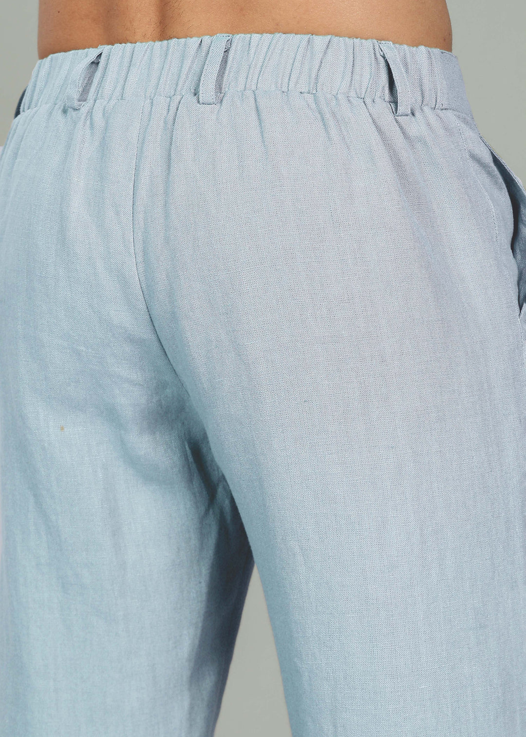 Zen Relaxed Elastic Pure Linen Trousers - Pastel Blue