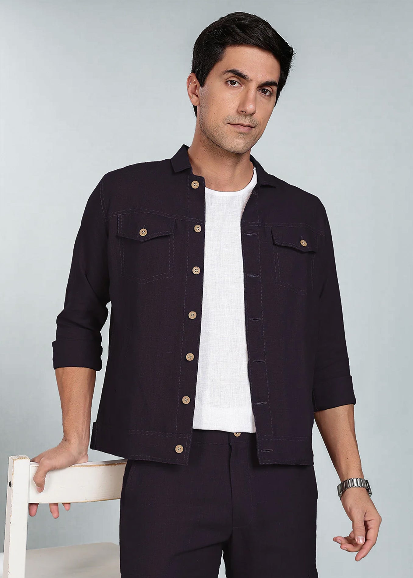 Dusky Violet Pure Linen 4-Pocket Jacket for Men – Linen Trail