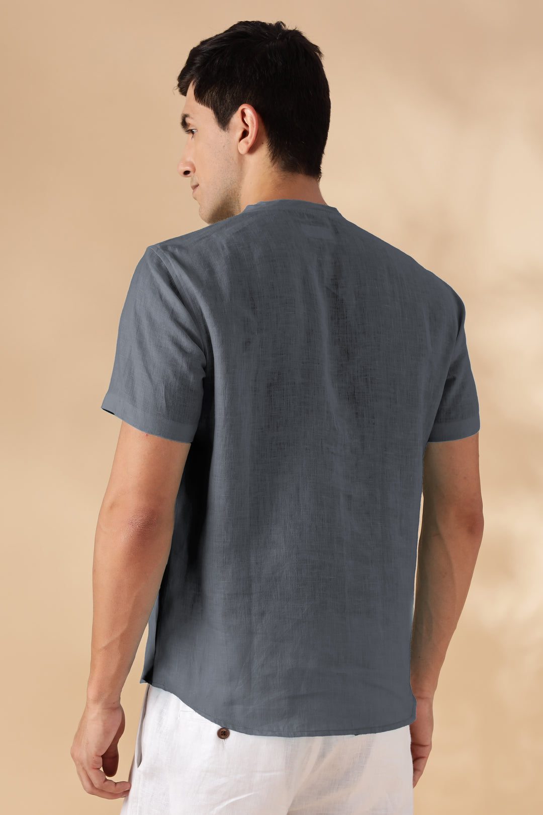 Morgan - Pure Linen Short Sleeve T-Shirt - Charcoal Grey