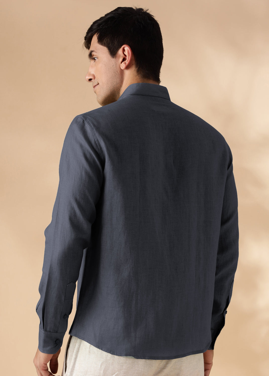 Auro - Pure Linen Full Sleeve Shirt No Pocket - Gunmetal Grey