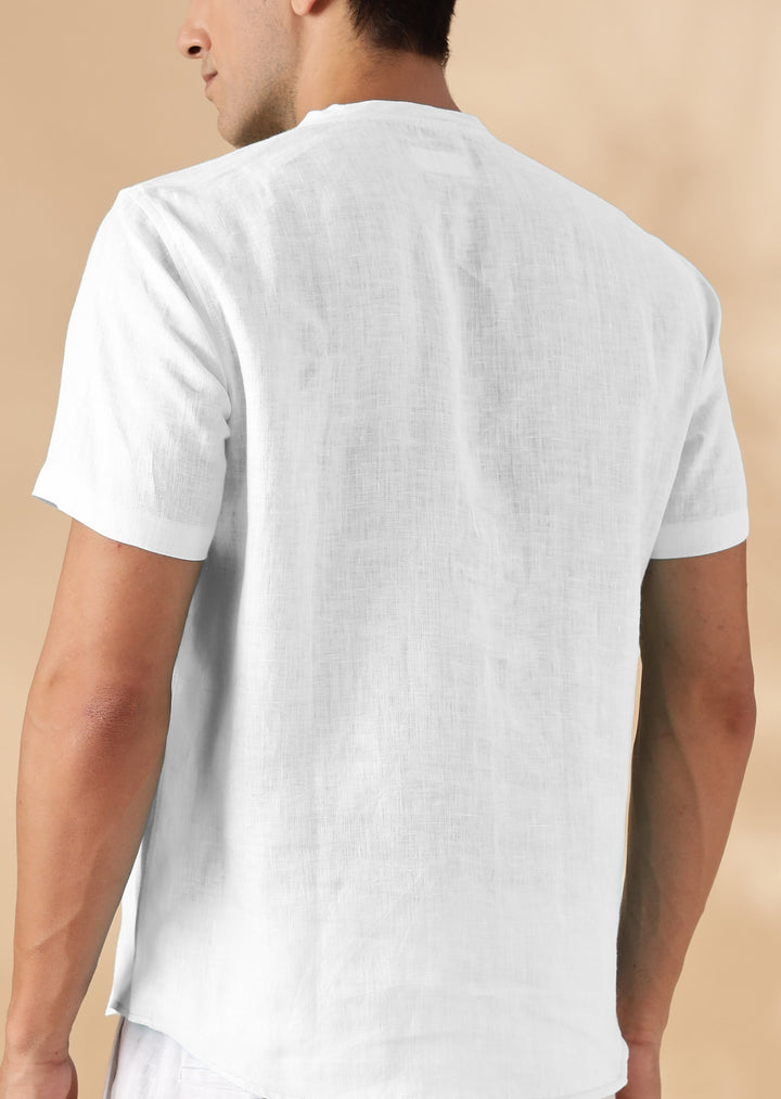 Morgan - Pure Linen Short Sleeve T-Shirt - White