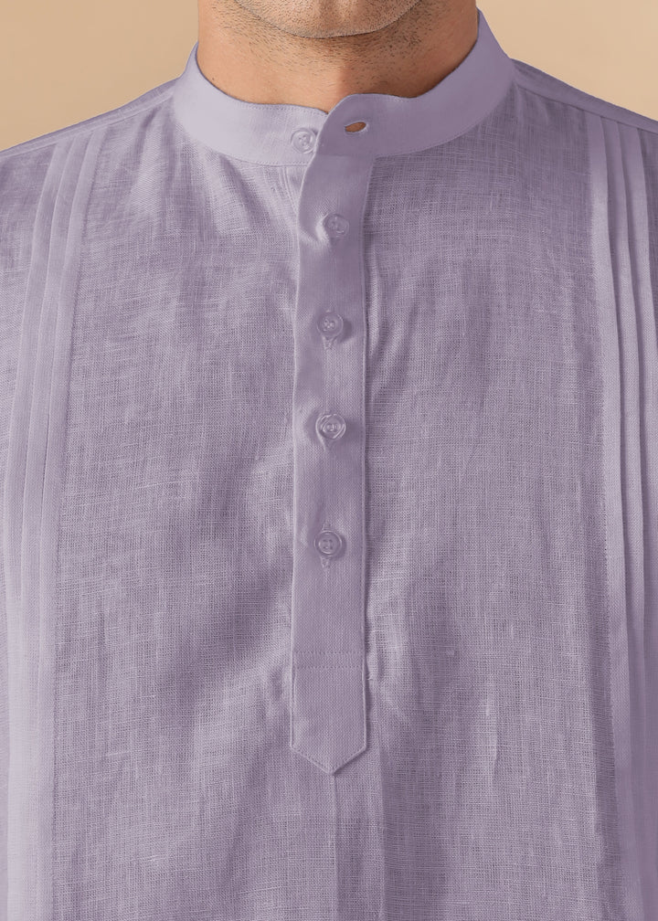 Marsh - Full Sleeve Pure Linen Short Kurta with Space Pleates - Misty Lilac