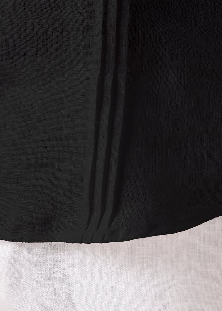 Marsh - Full Sleeve Pure Linen Short Kurta with Space Pleates -Black