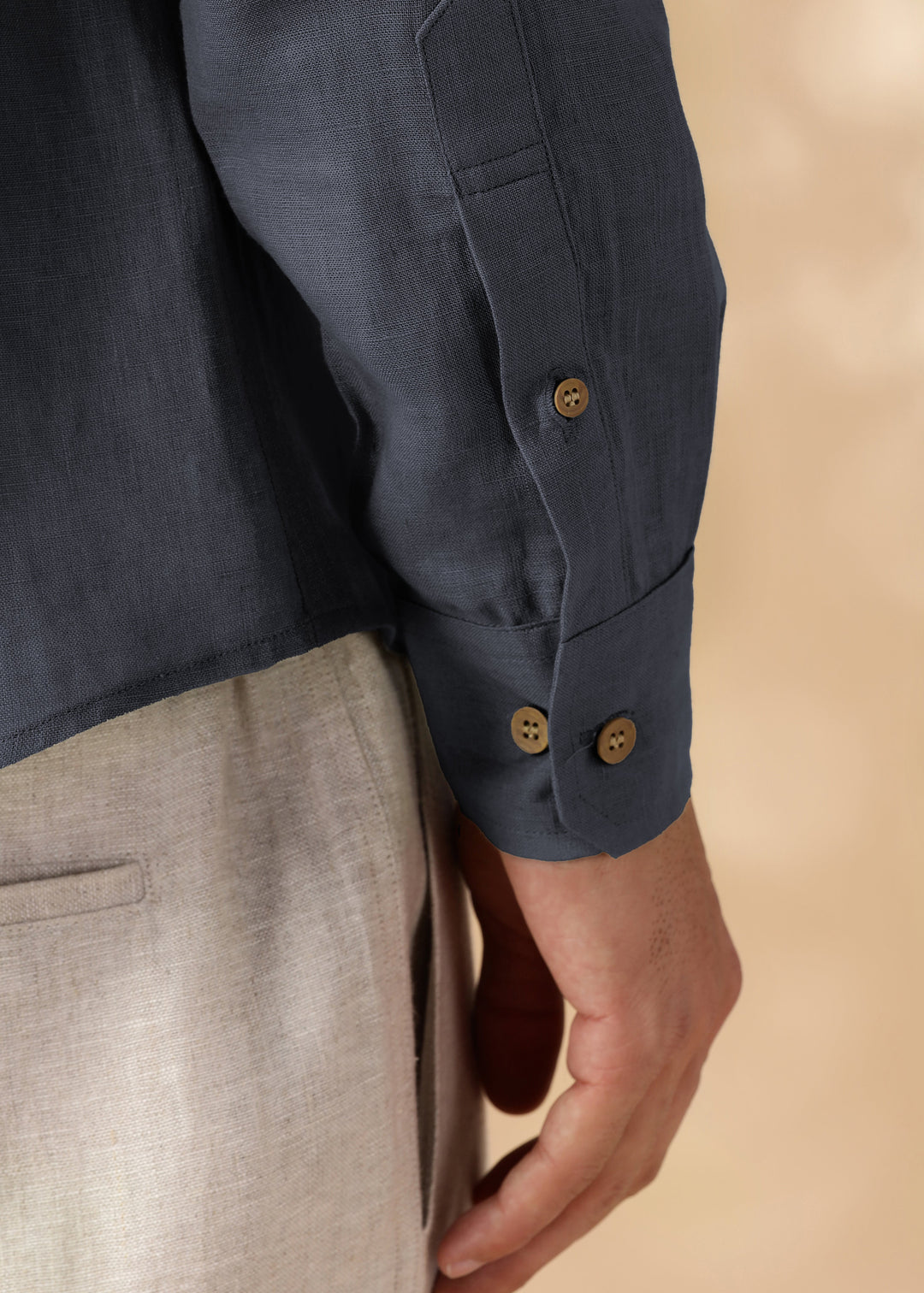 Auro - Pure Linen Full Sleeve Shirt No Pocket - Gunmetal Grey