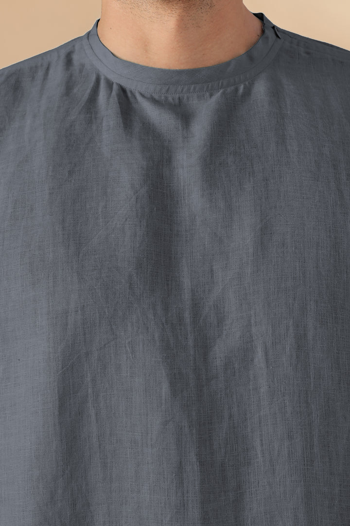 Morgan - Pure Linen Short Sleeve T-Shirt - Charcoal Grey