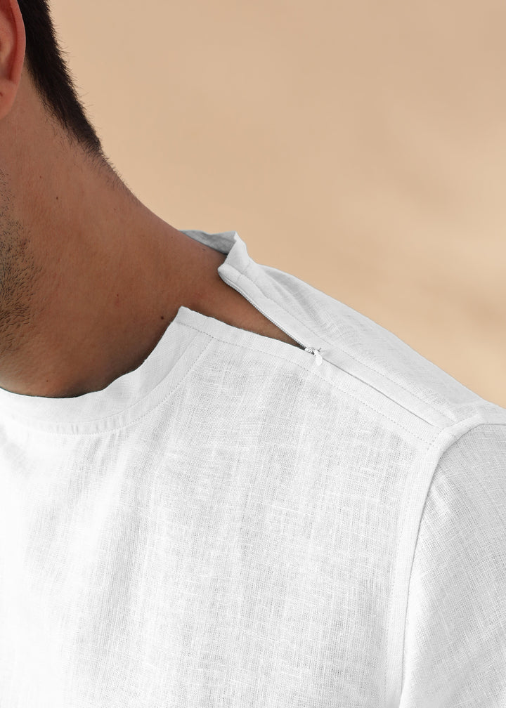 Morgan - Pure Linen Short Sleeve T-Shirt - White