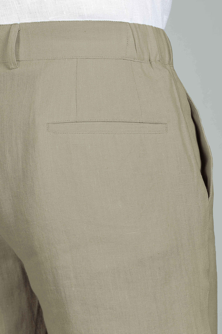 Theo - Linen Travel Pants - Artichoke Green