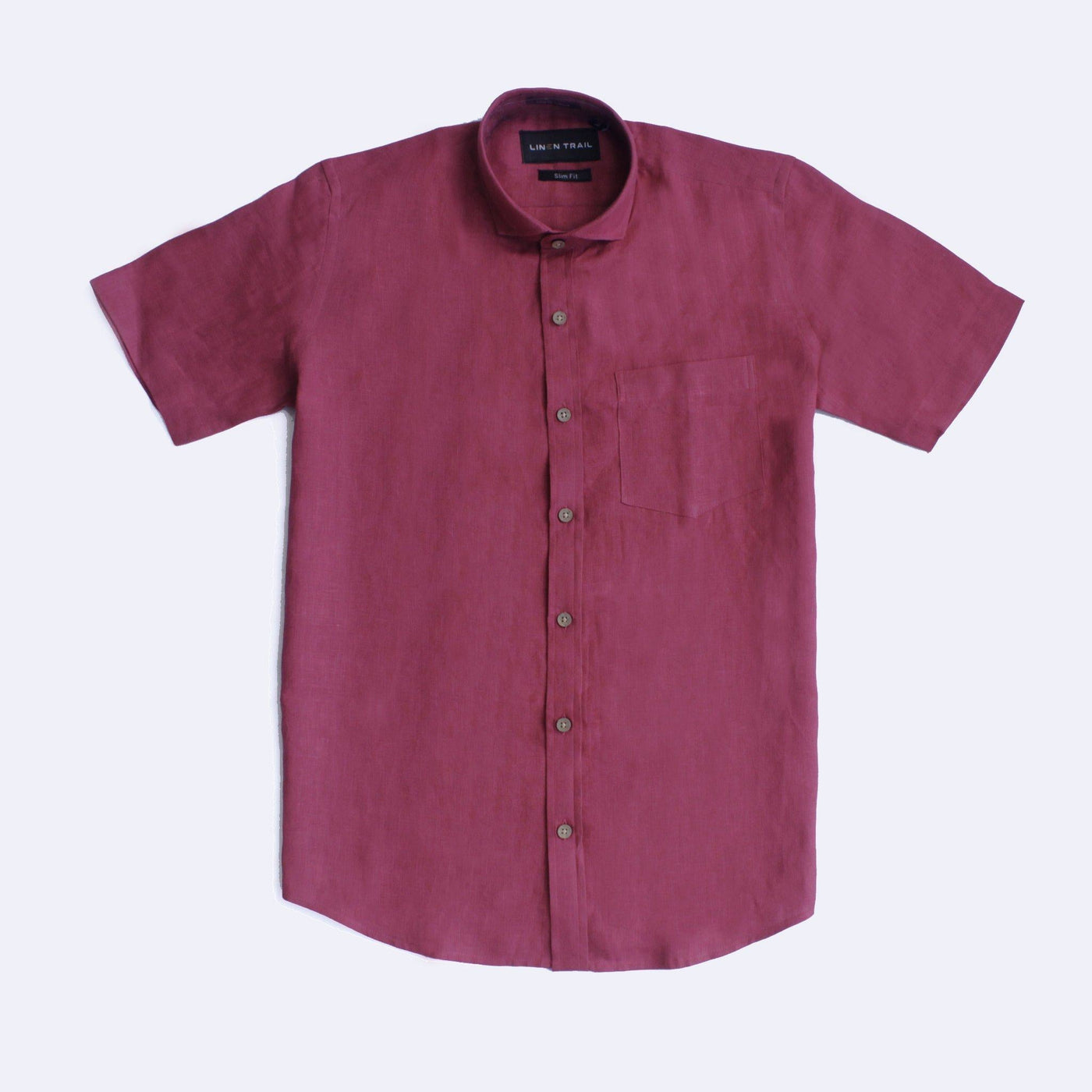 Dark Pink Pure Linen Shirt for men