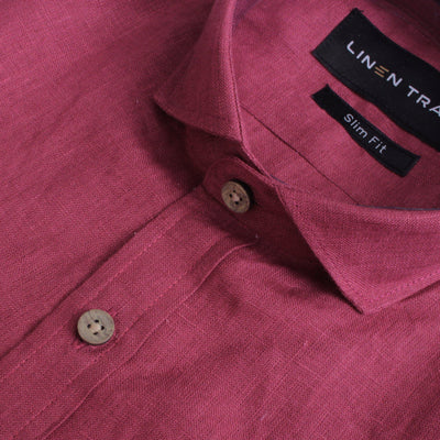Maroon Pink Linen Shirt for Men