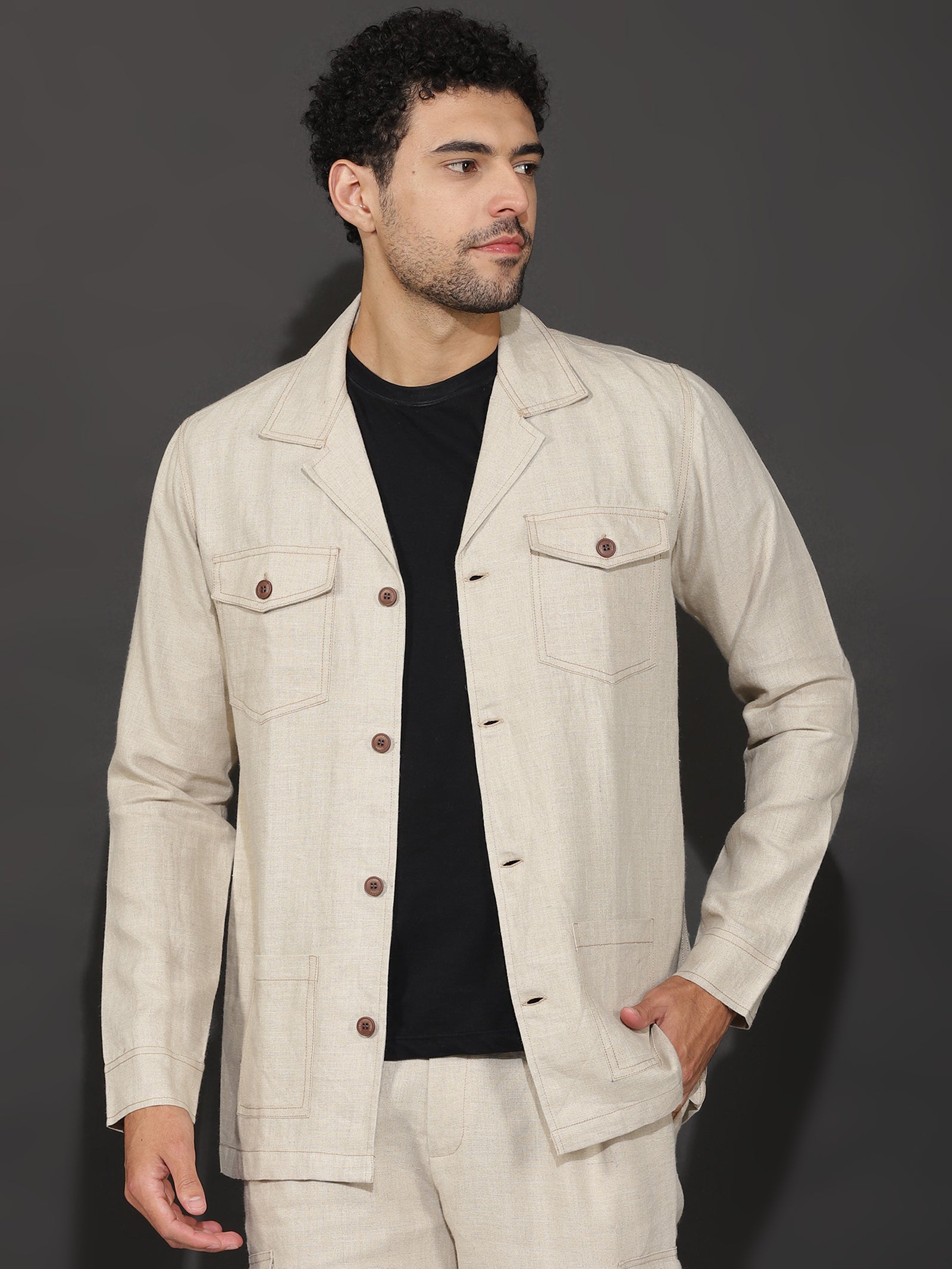 Regular Fit Unconstructed linen jacket - Beige - Men | H&M IN