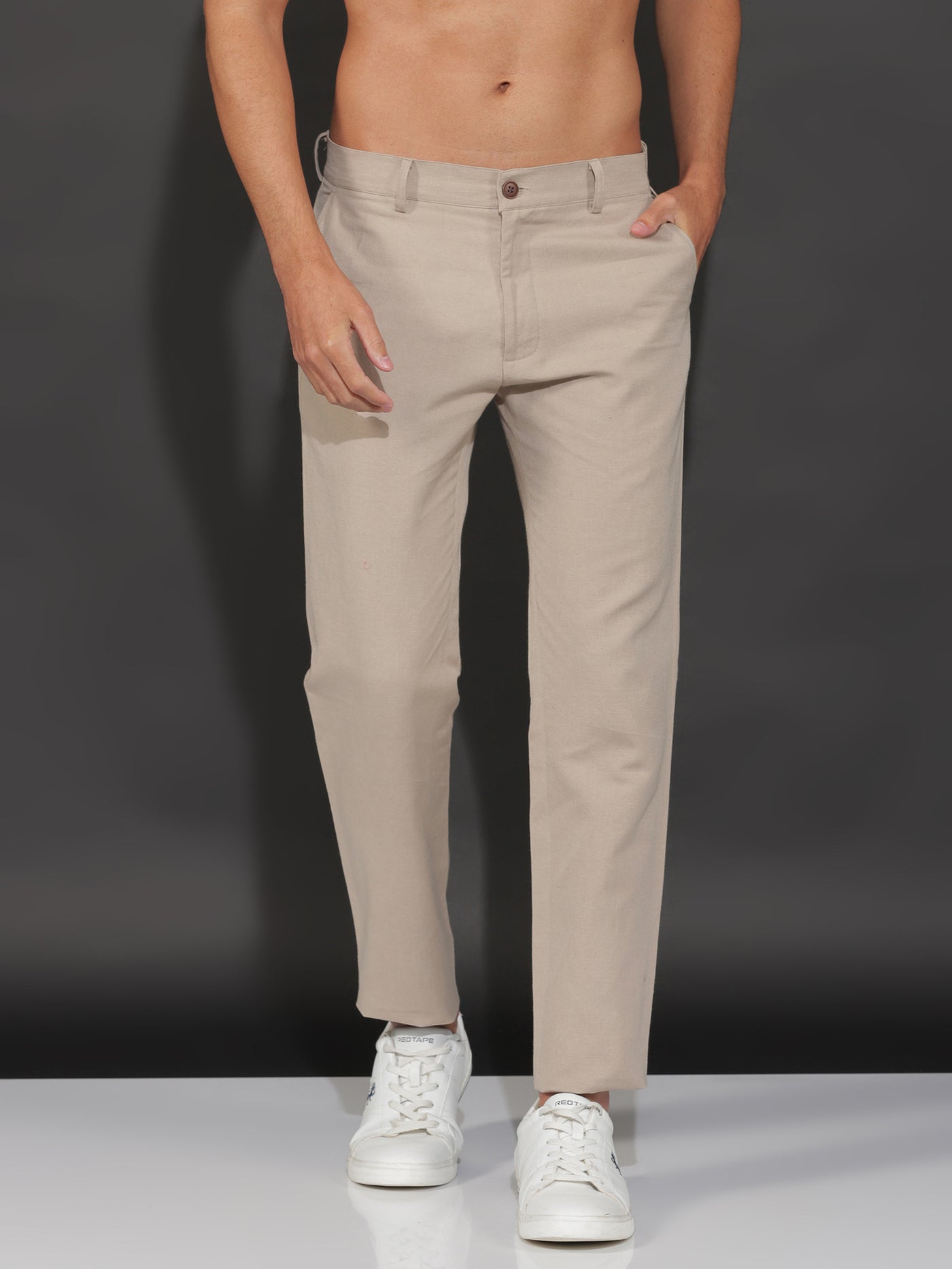 Ian Chino Pants - Men's Linen Trousers - Light Beige