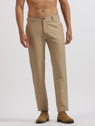 Ian Chino Pants - Men's Linen Trousers - Sand Beige