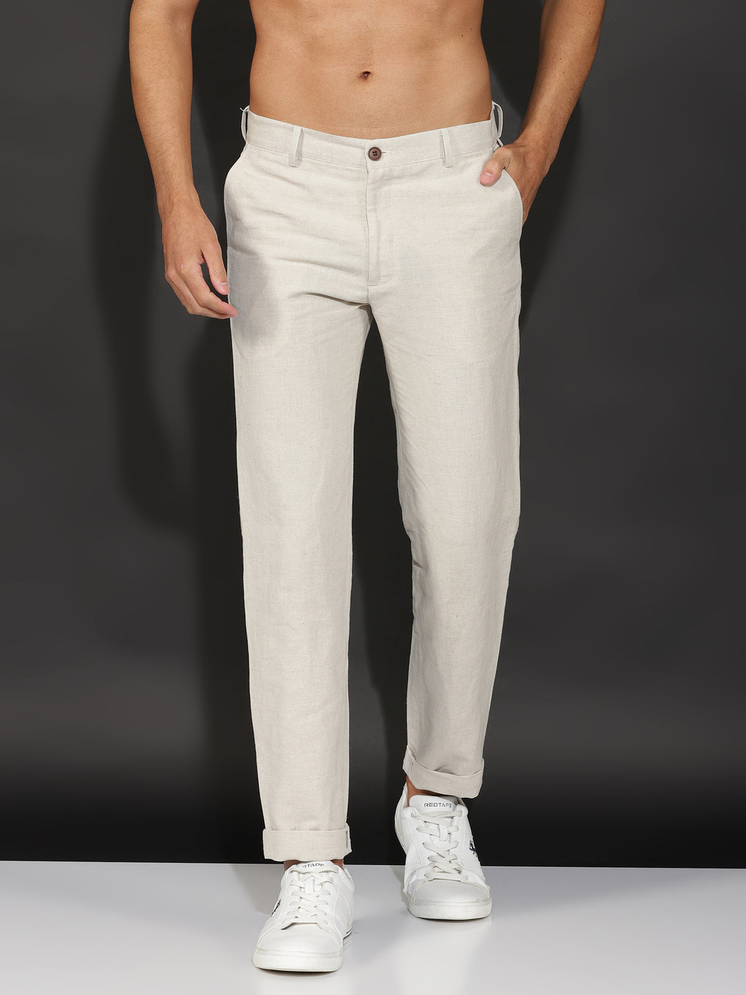 Ian Chino Pants - Linen Trousers - Ecru