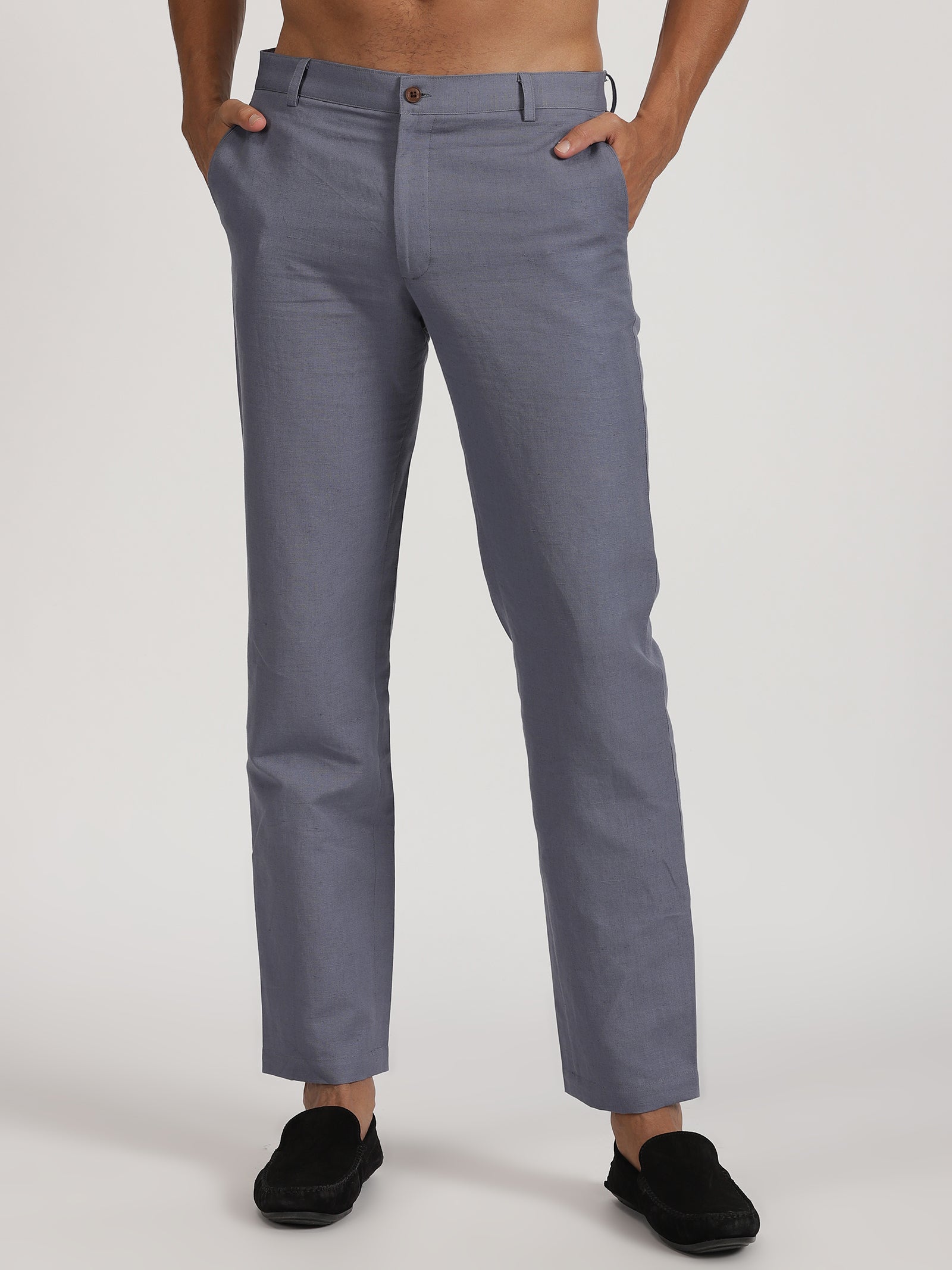 Pitch Blue Linen Trousers For Men | Linen Trousers For Men by Linen Trail