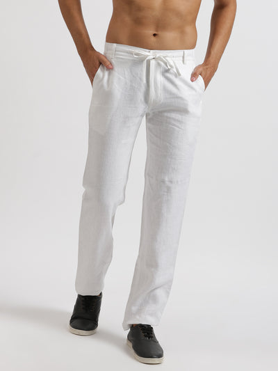 Theo - Linen Travel Pants - White