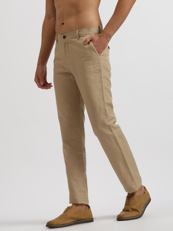 Ian Chino Pants - Men's Linen Trousers - Sand Beige