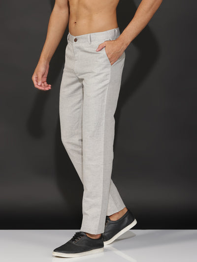 Ian Chino Pants - Linen Trousers - Off White End On End