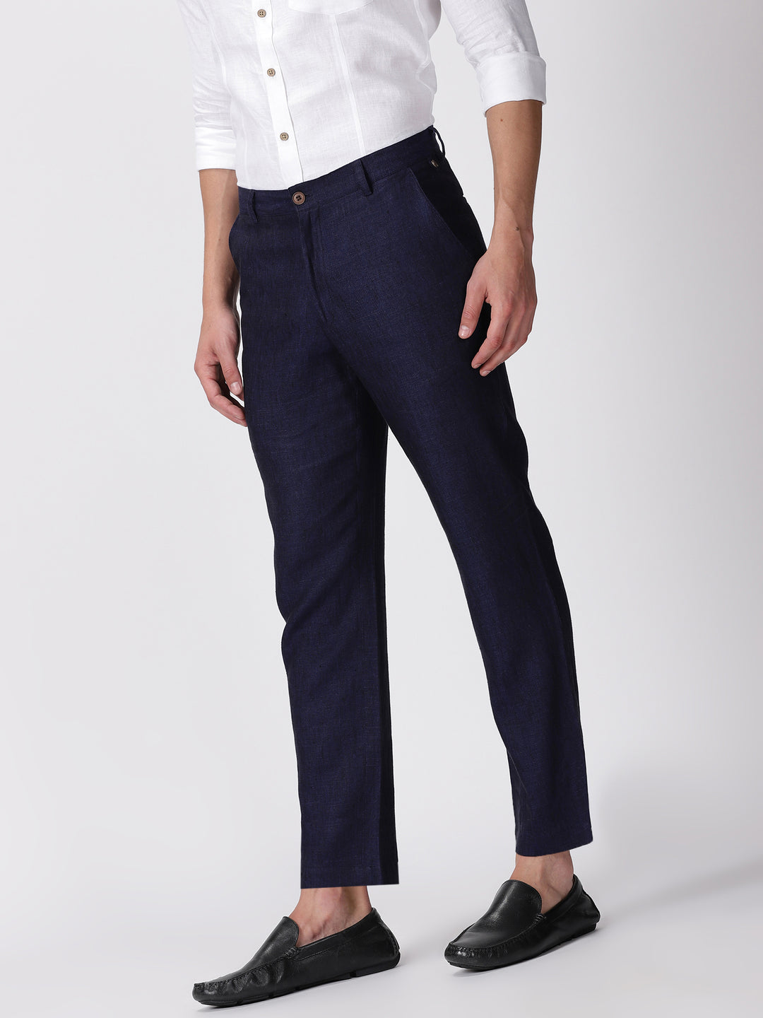 Ian Pure Linen Trousers - Unifrom Blue